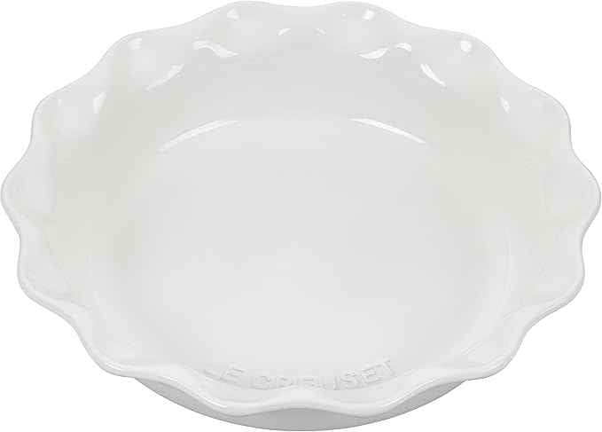 Le Creuset Stoneware Set of 2 9" Heritage Fluted Pie and 9" Fluted Loaf Dish, White