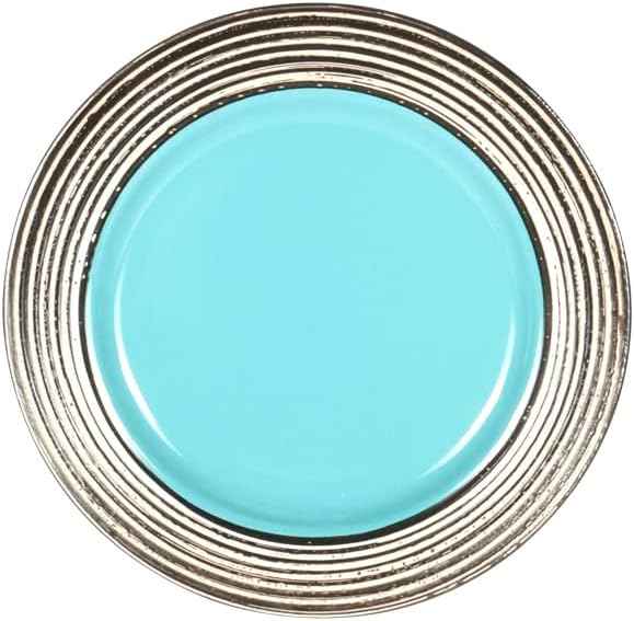 16 Piece Dinnerware Set, Ceramic Plates and Bowls Sets for 4, Microwave and Dishwasher Safe, Handcrafted Tree Bark Series Dish Set, Turquoise