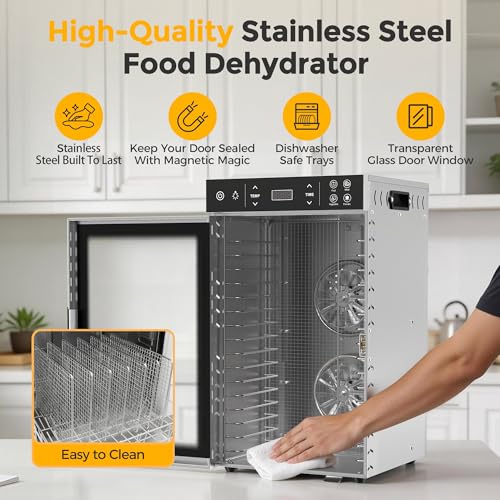 800W Food Dehydrator with 16 Trays for Jerky