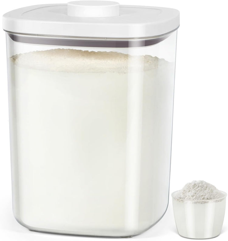 Airtight Rice Container 25 Lbs, Clear PET Plastic Food Storage Container Bin For Flour Sugar, Dry Food Holder with Easy Locking Lid for Kitchen Pantry Organization and Storage