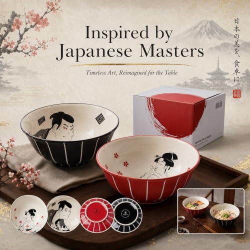 Ramen Bowl Set (Samurai & Geisha / 8 inch)