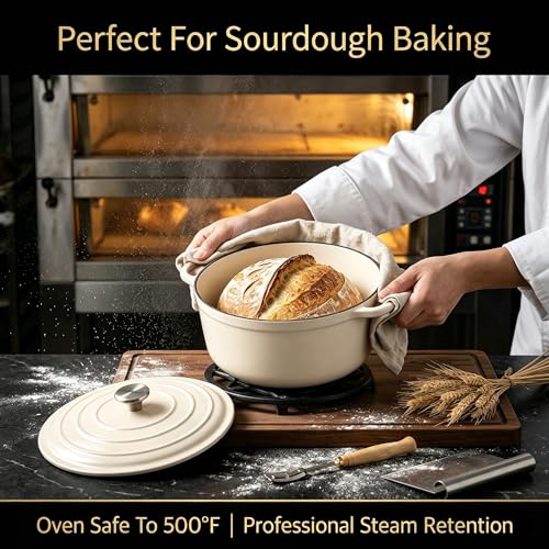 5 Piece White Enameled Cast Iron Cookware Set