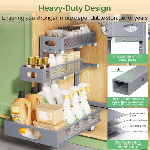 Under Sink Organizer 3 (2-Pack / Gray)