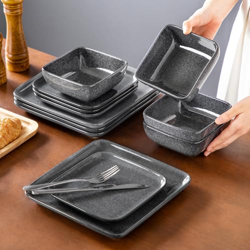 Stoneware Dinnerware Sets for 4 (Gray / Service for 4 (12 Pcs))