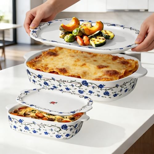 Ceramic Casserole Dish with Lids for Oven (4 Count)