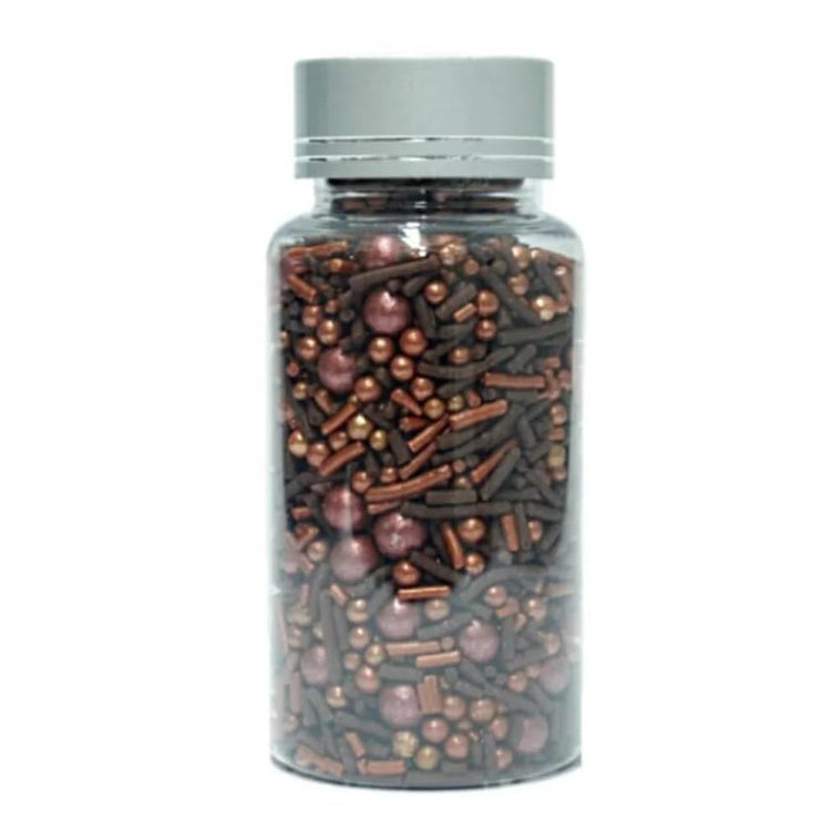 Chocolate Sprinkle Mix with Bronze Pearls (4.2 Ounce)