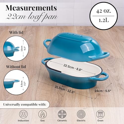Dutch Oven For Sourdough Bread Baking (24cm x 16cm / Light Blue)