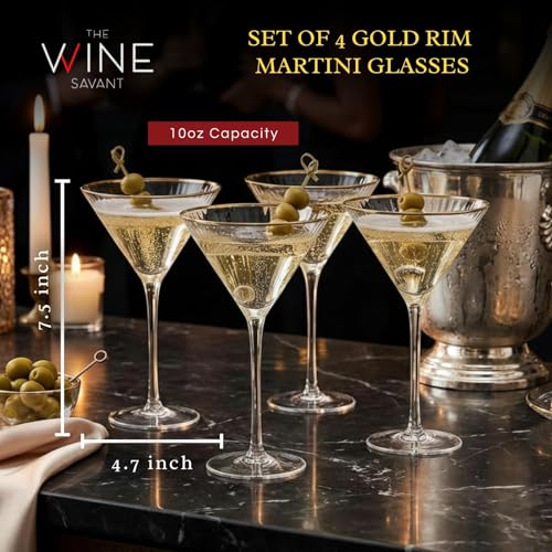 Gold Rim Martini Glasses