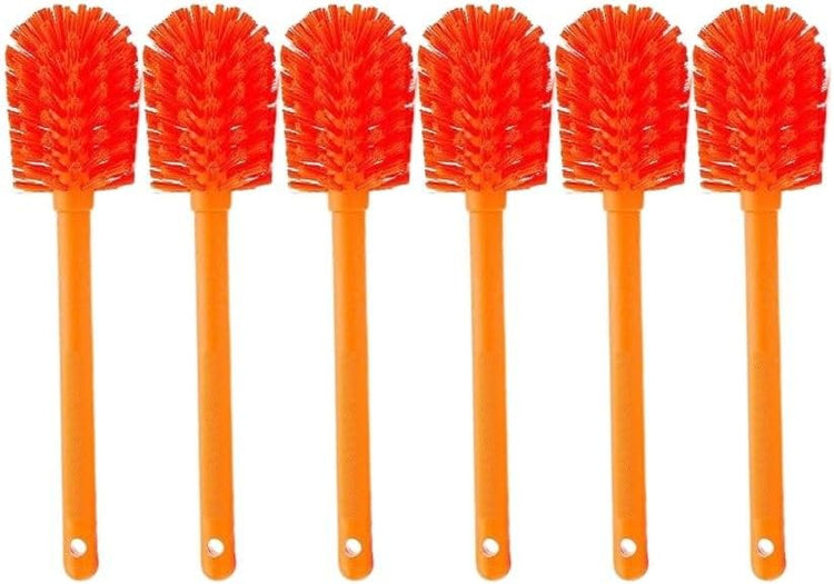 SPARTA Large Water Bottle Brush Ideal for Wide-Mouth Jars, Bottles and Tumblers, Dishwashing Tool with Handle for Home and Commercial Kitchens, Plastic, 12 Inches, Orange, (Pack of 6)
