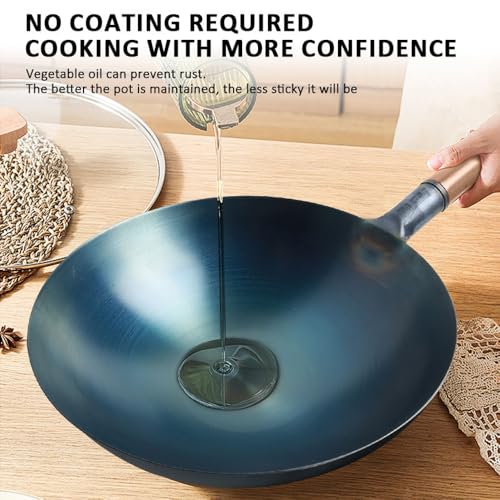 14 Inch Pre Seasoned Blue Carbon Steel Wok