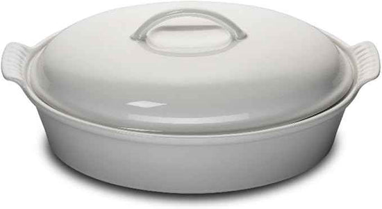 Le Creuset Stoneware Heritage Covered Oval Casserole, 4 qt. (14"), White