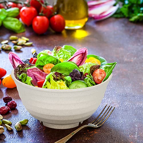 NOT CERAMIC】60 Oz Big Salad Bowl Soup Bowl (Off-White / 60 Oz)