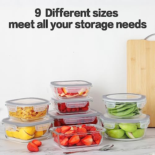 24pc Glass Food Storage Containers with Lids (Light Grey / 12 Pack)