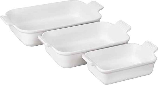 Le Creuset Stoneware Heritage Set 3 Rectangular Dishes, White