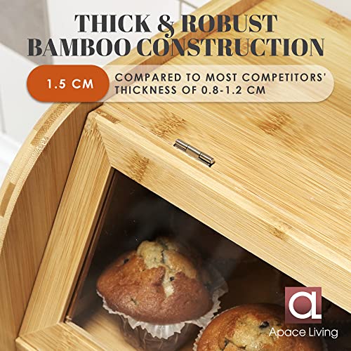 Arise Bamboo Wooden Bread Box for Kitchen Countertop (Natural)