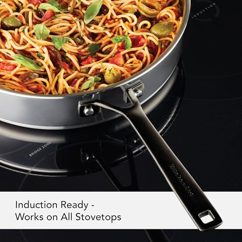 5 Ply Clad Polished Stainless Steel Saute Pan with Lid