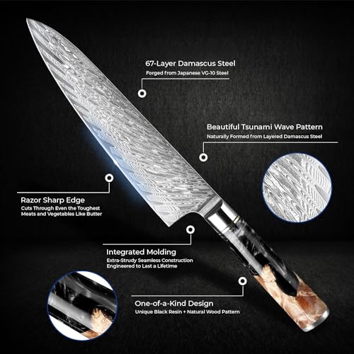 SENKEN 7 Piece Damascus Kitchen Knife Set (7 Count)