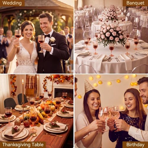 48 Pcs 7oz Plastic Vintage Wine Glasses Drinking Goblets Unbreakable Crystal Water Glassware Reusable Diamond Champagne Flutes Cups for Wedding Banquet Birthday Party Supplies (48 Count)