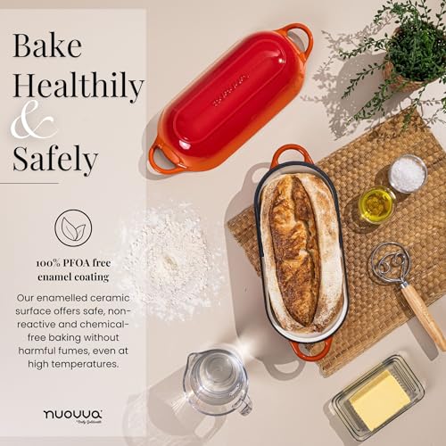 Enamelled Cast Iron Bread Loaf Pot (34cm x 16cm / Orange)