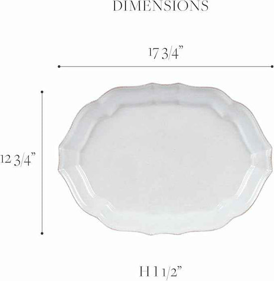 Casafina Ceramic Stoneware 18'' Oval Platter - Impressions Collection, White | Microwave, Dishwasher, Oven & Freezer Safe Dinnerware | Food Safe Glazing | Restaurant Quality Serveware