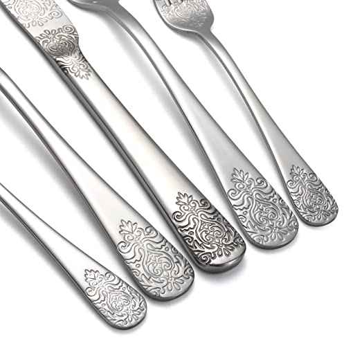 Silverware Set Stainless Steel Heavy Duty Flatware Cutlery Set for 4 Kitchen Utensil Tableware Sets Include Knives Forks Spoons for Kitchen Home Restaurant (4 Count)