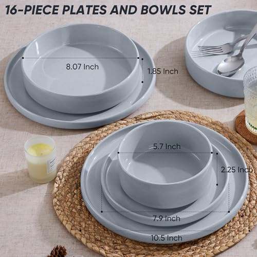 16 Piece Stoneware Dinnerware Sets with Pasta Bowls (16 Count)