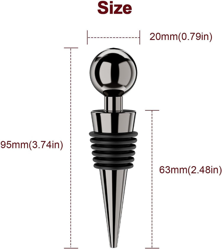 Vacuum Wine Bottle Stoppers 6Pcs - Reusable Silicone Corks, Leak Proof, Keep Fresh, Suitable for Standard Bottles (Black, 6 Pack)