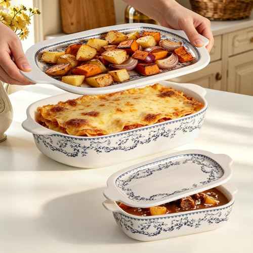 Ceramic Casserole Dish with Lids for Oven (4 Count)