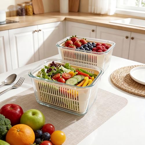 Glass Food Storage Containers with Glass Lids (Ivory White- 2RT)