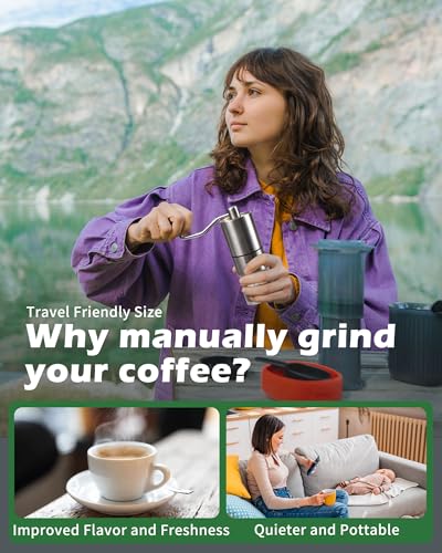 Stainless steel Burr Manual Coffee Grinder for Drip (Stainless steel Burr-Slivery)