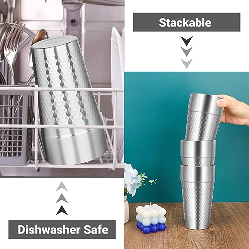 Stainless Cups (stepped diamond-patterned / 19oz,4pcs)