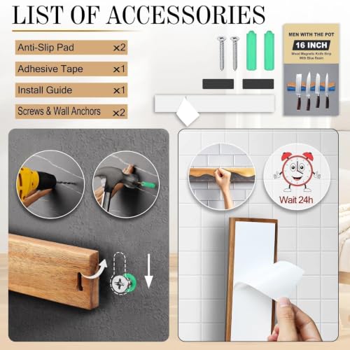 16" Magnetic Knife Holder for Wall (Black)
