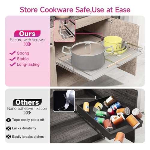 Pull Out Cabinet Organizer (2Pack / Large- 23~39.8"W x 22.5"D)