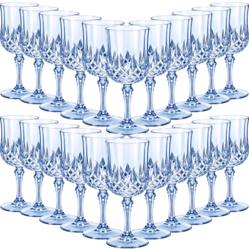 96 Pcs 7oz Plastic Vintage Wine Glasses Drinking Goblets Unbreakable Crystal Water Glassware Reusable Diamond Champagne Flutes Cups for Wedding Banquet Birthday Party Supplies (96 Count)