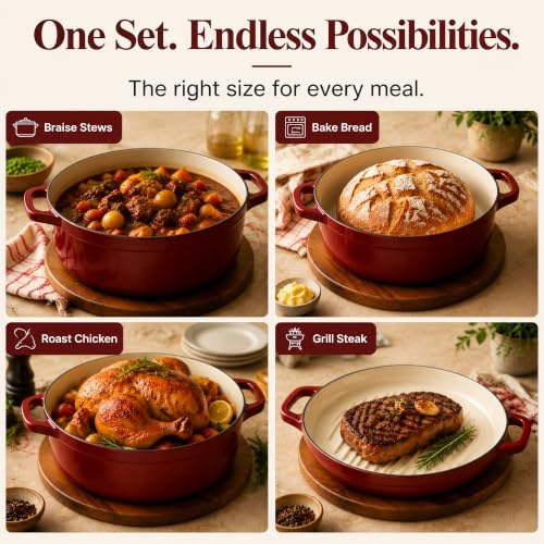 Enameled Cast Iron Dutch Oven Set
