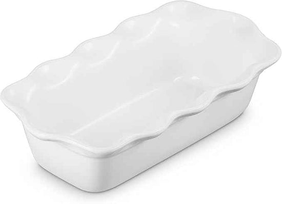 Le Creuset Stoneware Set of 2 9" Heritage Fluted Pie and 9" Fluted Loaf Dish, White
