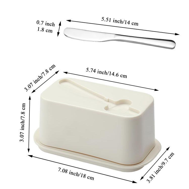 Butter Dish with Lid for Countertop and Refrigerator Door Shelf with Butter Spreader Knife