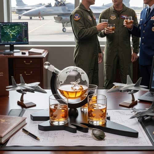 Fighter Jet Wine & Whiskey Decanter Set F16