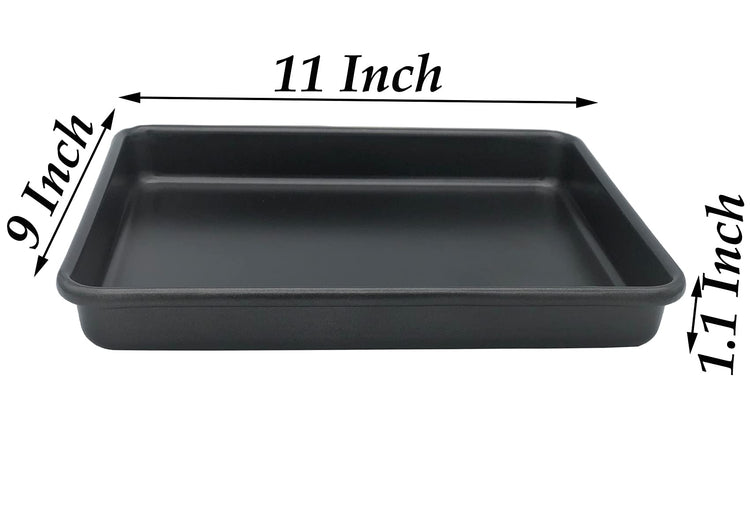 Small Cookie Sheets 11X9 Inch 2Pcs Mini Baking Pan Toaster Oven Tray Nonstick Thicken Brushed Carbon Steel Magnetic No Warp 1 to 2 Person Bakeware By HYTK (2 Count)