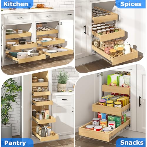 3 Tier Pull Out Cabinet Organizer with Soft Close (17''W x22''D / 3 Tiers)