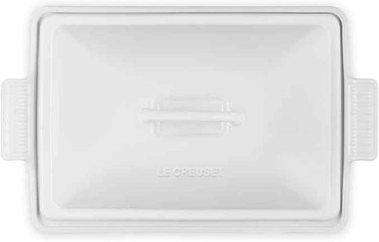 Le Creuset Stoneware Heritage Covered Rectangular Casserole, 4 qt. (12" x 9"), White