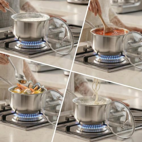 Tri Ply Stainless Steel Pot 1.5Qt & 2.5Qt with Lids