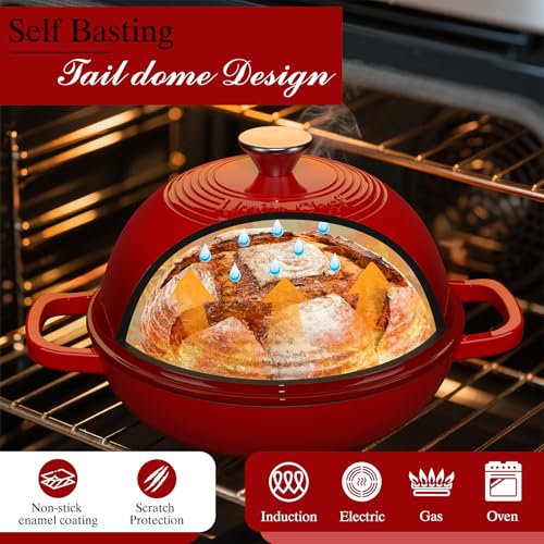 Enamelled Cast Iron Dutch Oven Pot (Red)