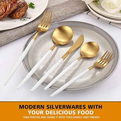 Matte White Gold Silverware Set