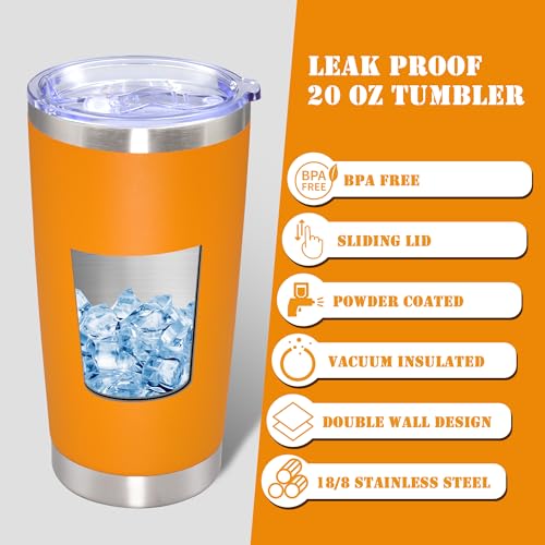20 oz Tumbler Insulated Tumblers Stainless Steel Coffee Mug (Orange)