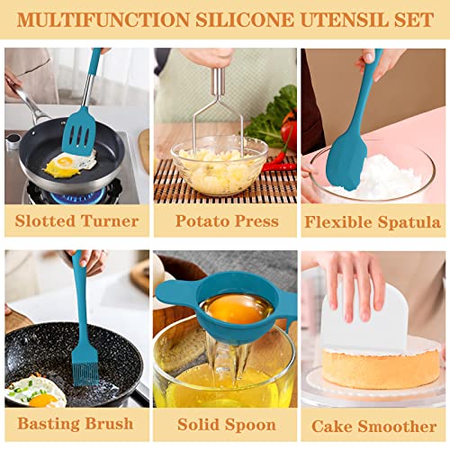 Silicone Kitchen Utensils Set (Dark Blue)