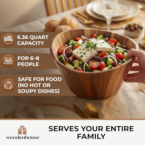 Extra Large Wooden Salad Bowl (Wavy / 1 Piece)