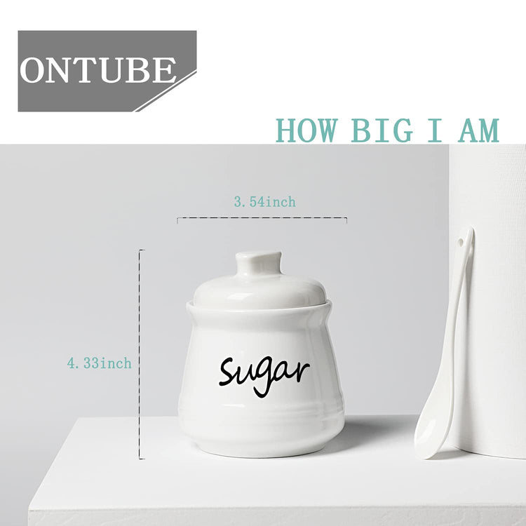 Ceramic Sugar Bowl with Lid and Spoon 12oz