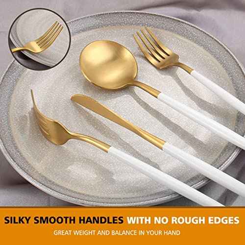 Matte White Gold Silverware Set