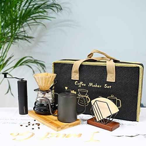 Coffee Set Coffee Dripper Server Glass Sharing Pot Pour Over Coffee Kettle Coffee Grinder Coffee Maker Set for Home Outdoor